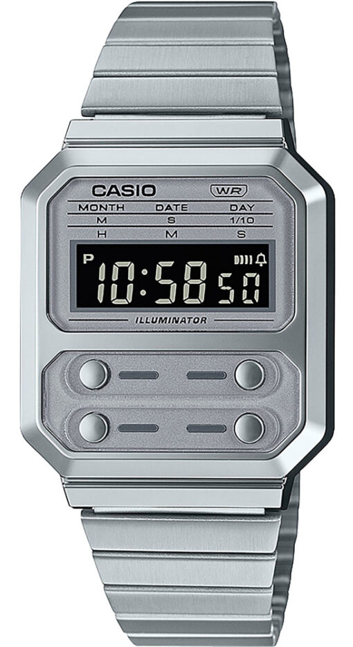 Hodinky CASIO A100WE-7BEF - Farba: strieborná