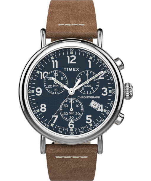 Hodinky TIMEX Standard Chronograph 41mm Leather Strap Watch TW2T68900 - Farba: hnedá