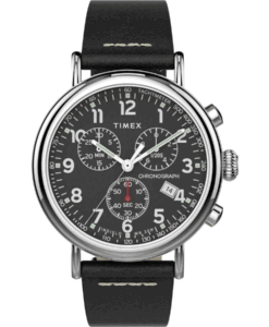 Hodinky TIMEX Standard Chronograph 41mm Leather Strap Watch TW2T69100 - Farba: čierna