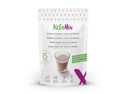 KetoMix Proteínový kokteil s L-karnitínom s príchuťou vanilka-jahoda (15 porcií) - KetoMix - Ketomix