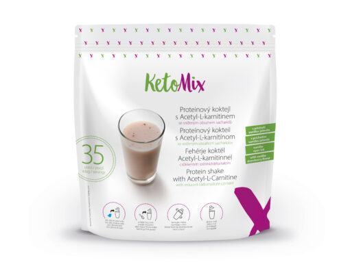 KetoMix Proteínový kokteil s L-karnitínom s príchuťou vanilka-jahoda (35 porcií) - KetoMix - Ketomix