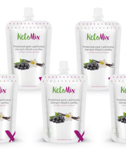 KetoMix Proteínové pyré s príchuťou čiernych ríbezlí a vanilky 4+1 - KetoMix - Ketomix